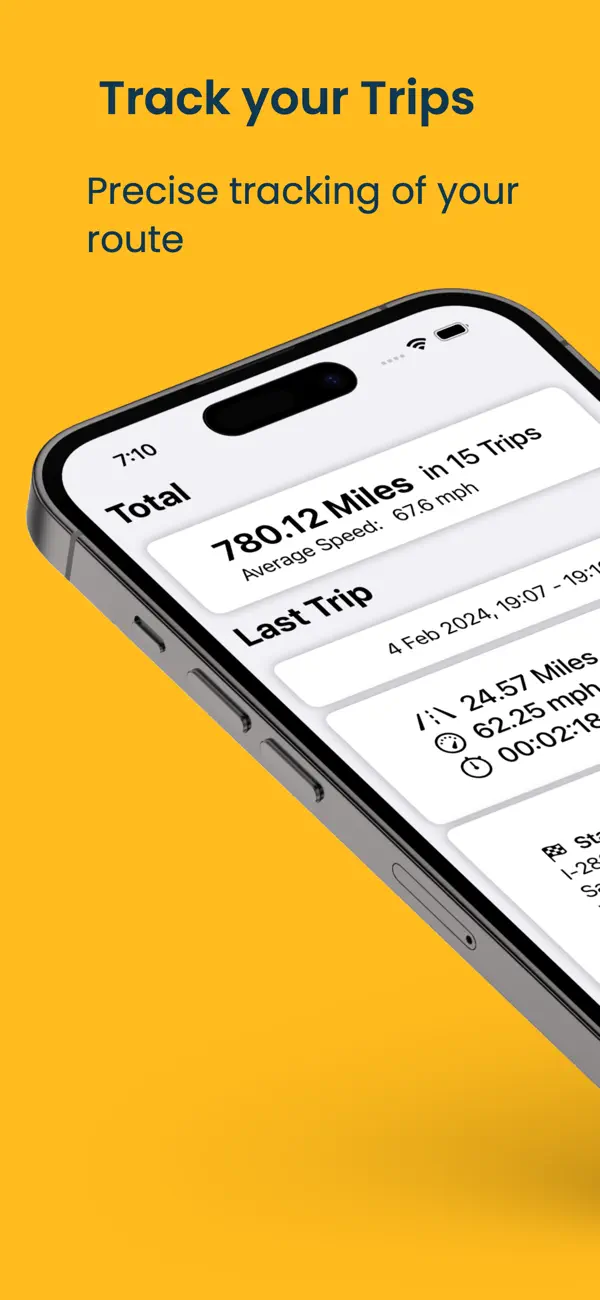 Drivey app overview with trips and mileage